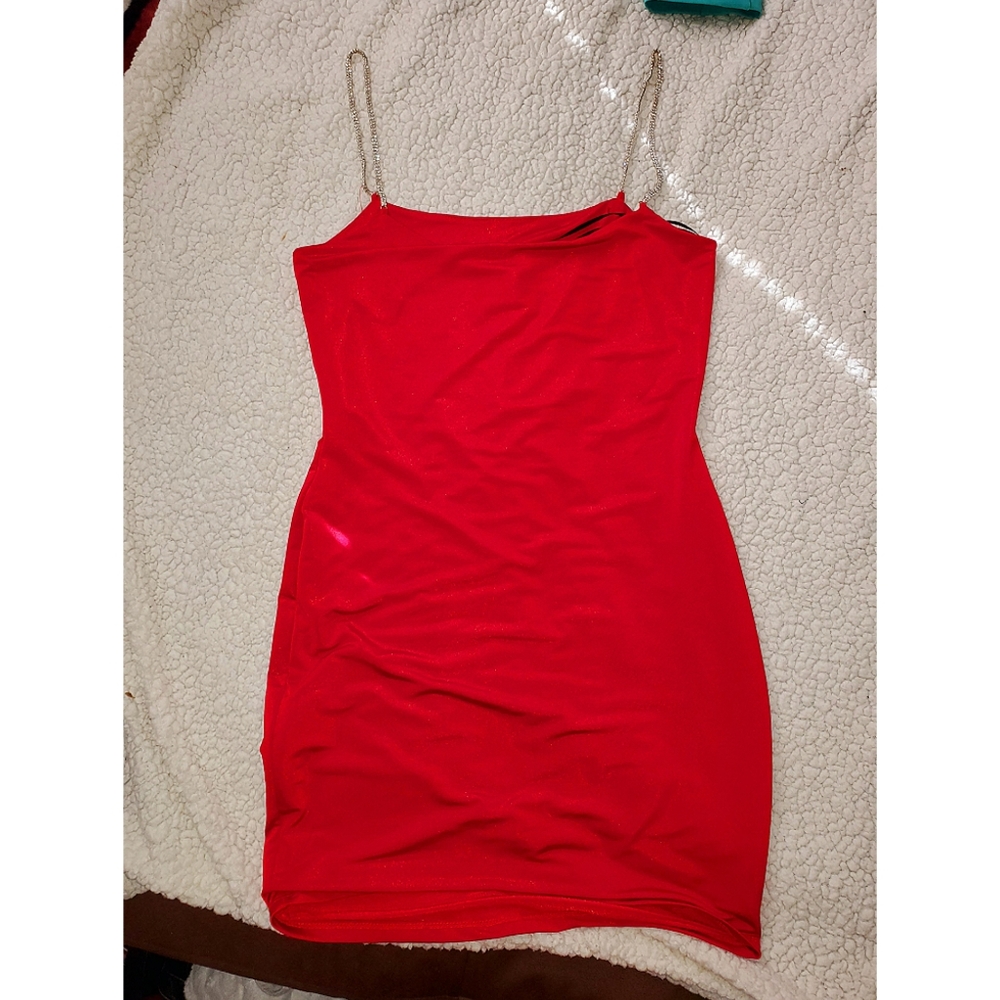 Red BodyCon Mini Dress with "Diamond" Straps
